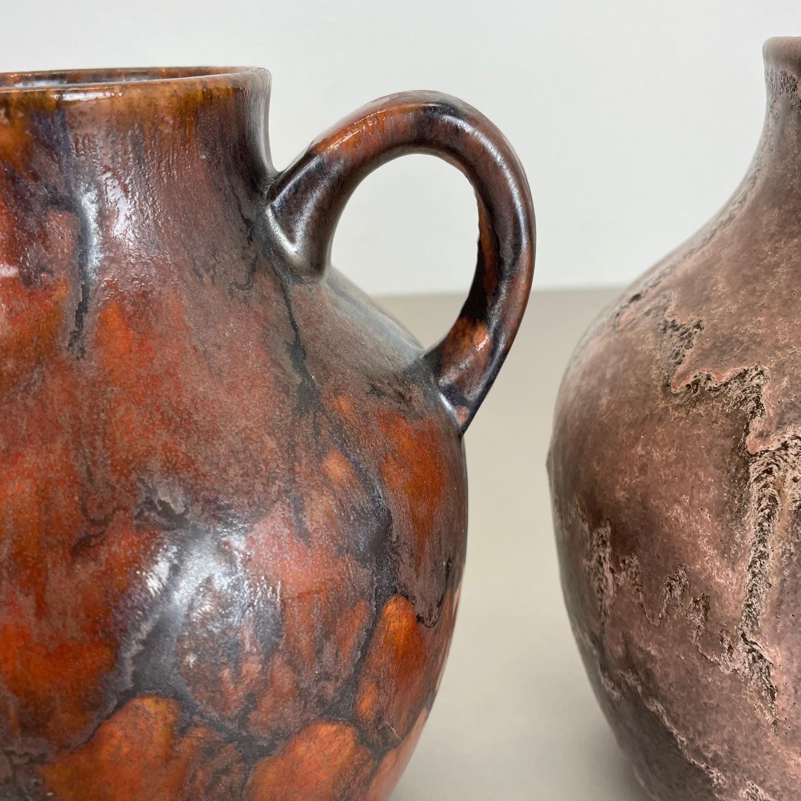 Set Of 2 Pottery Vases Fat Lava Abstract Designed By Ruscha, Germany, 1960s photo buy