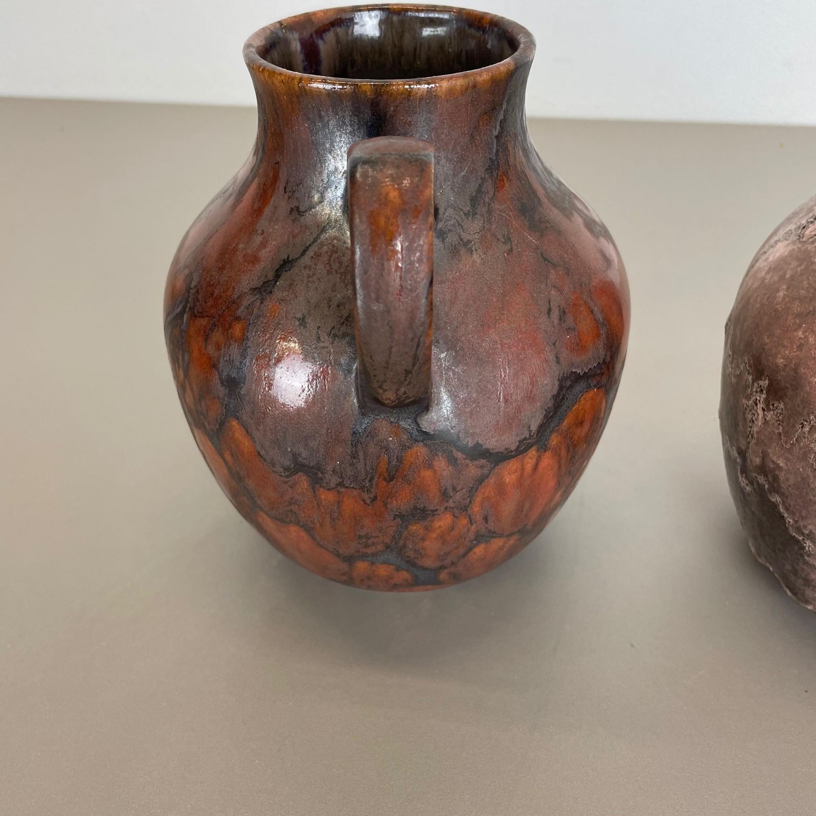 photo for sale Set Of 2 Pottery Vases Fat Lava Abstract Designed By Ruscha, Germany, 1960s