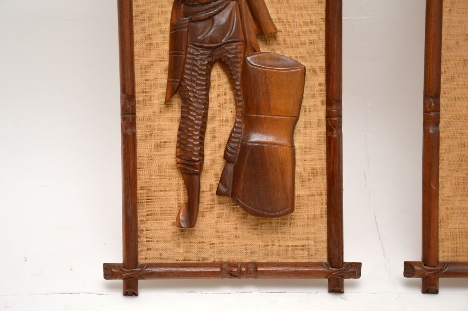 1960's Pair Of Carved Walnut Decorative Reliefs Wall Art photo Art