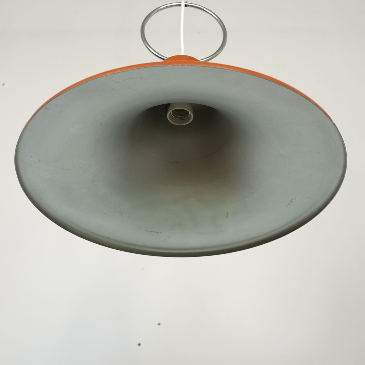 Stilnovo Style Orange Pendant With Chrome Detail Italy 1950s photo Lighting