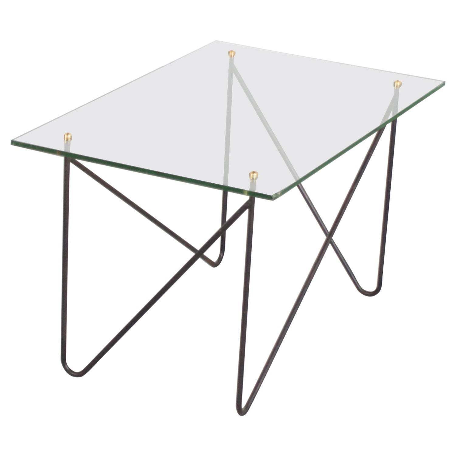 Midcentury Metal And Glass Table By Airborne, France, 1950s photo furniture