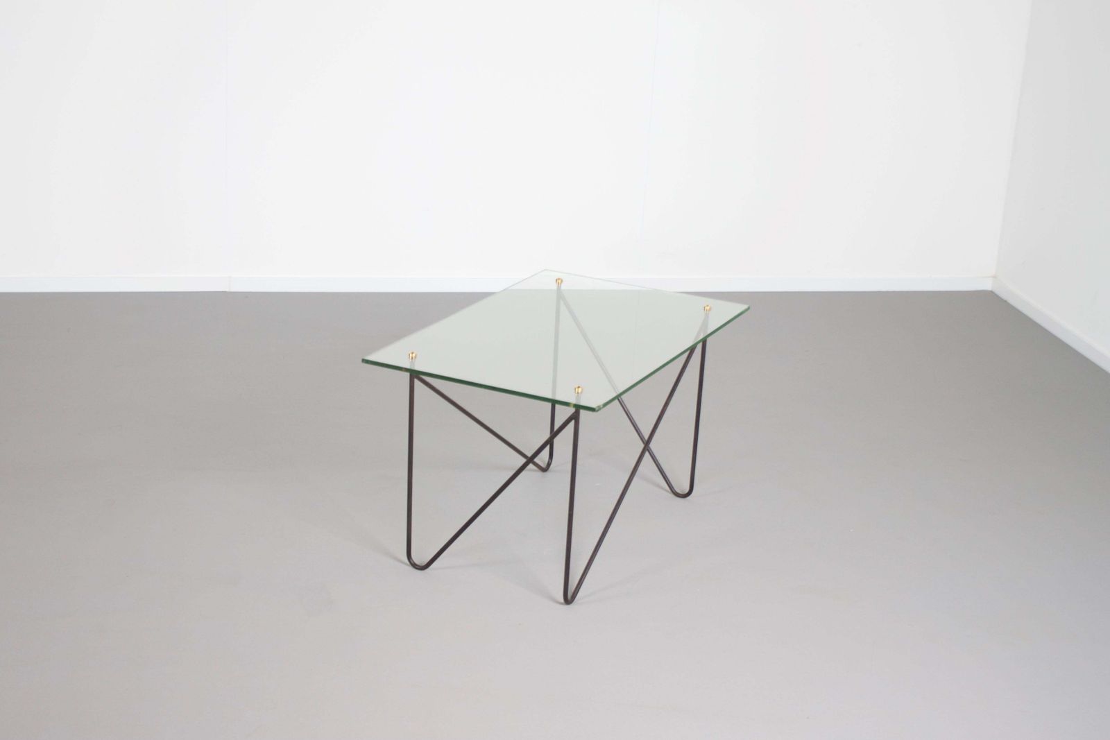 Midcentury Metal And Glass Table By Airborne, France, 1950s photo Furniture