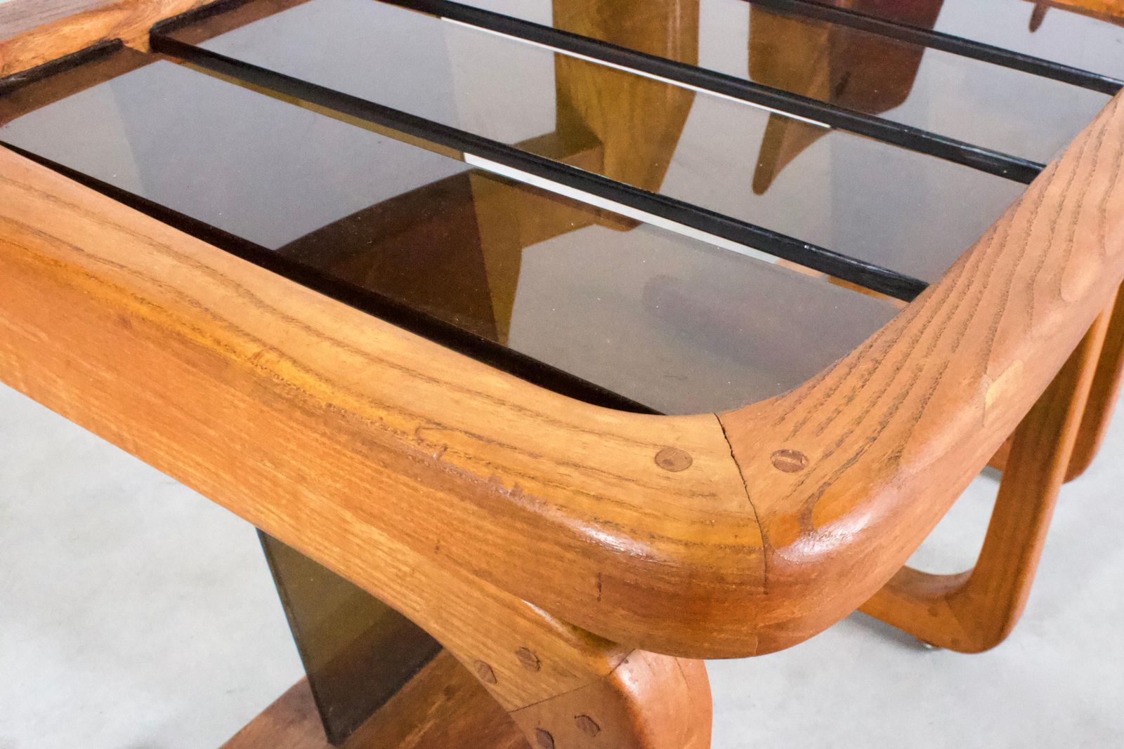 Set Of Impressive French Teak Wood And Lucite Chairs, 1960s photo Furniture