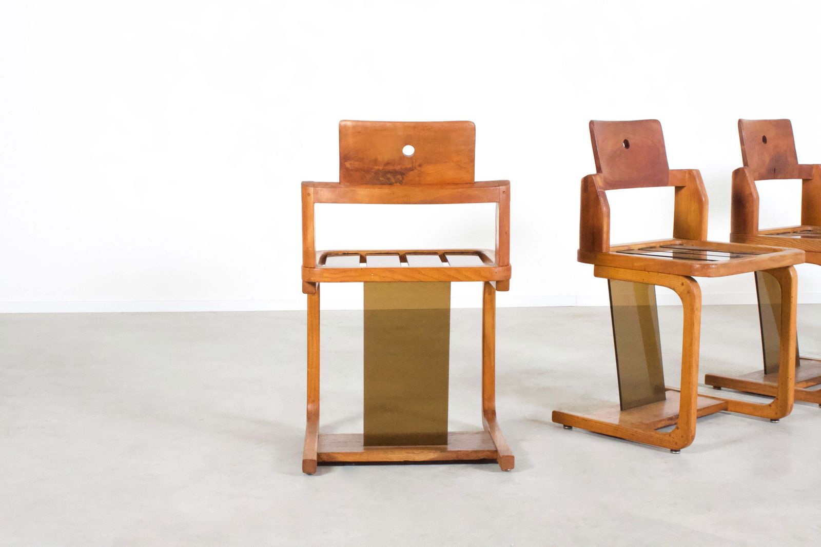 Set Of Impressive French Teak Wood And Lucite Chairs, 1960s photo 4871.96