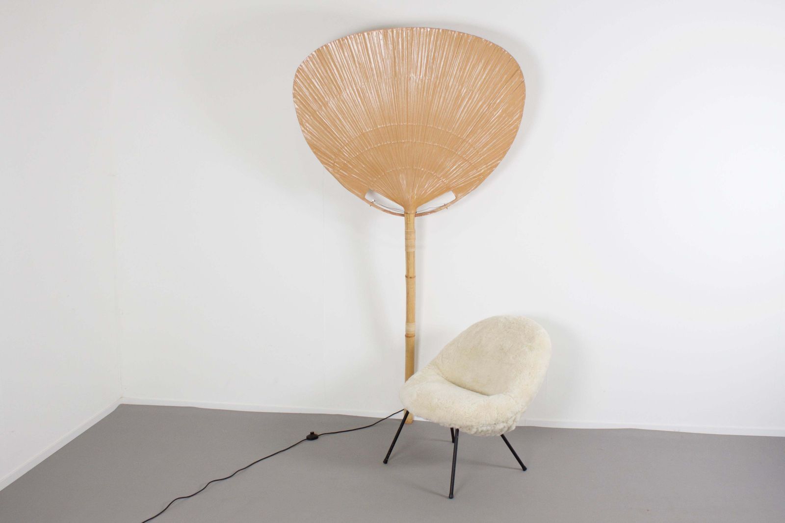Very Large ‘Uchiwa’ Floor Lamp By Ingo Maurer For M Design, 1977 photo furniture
