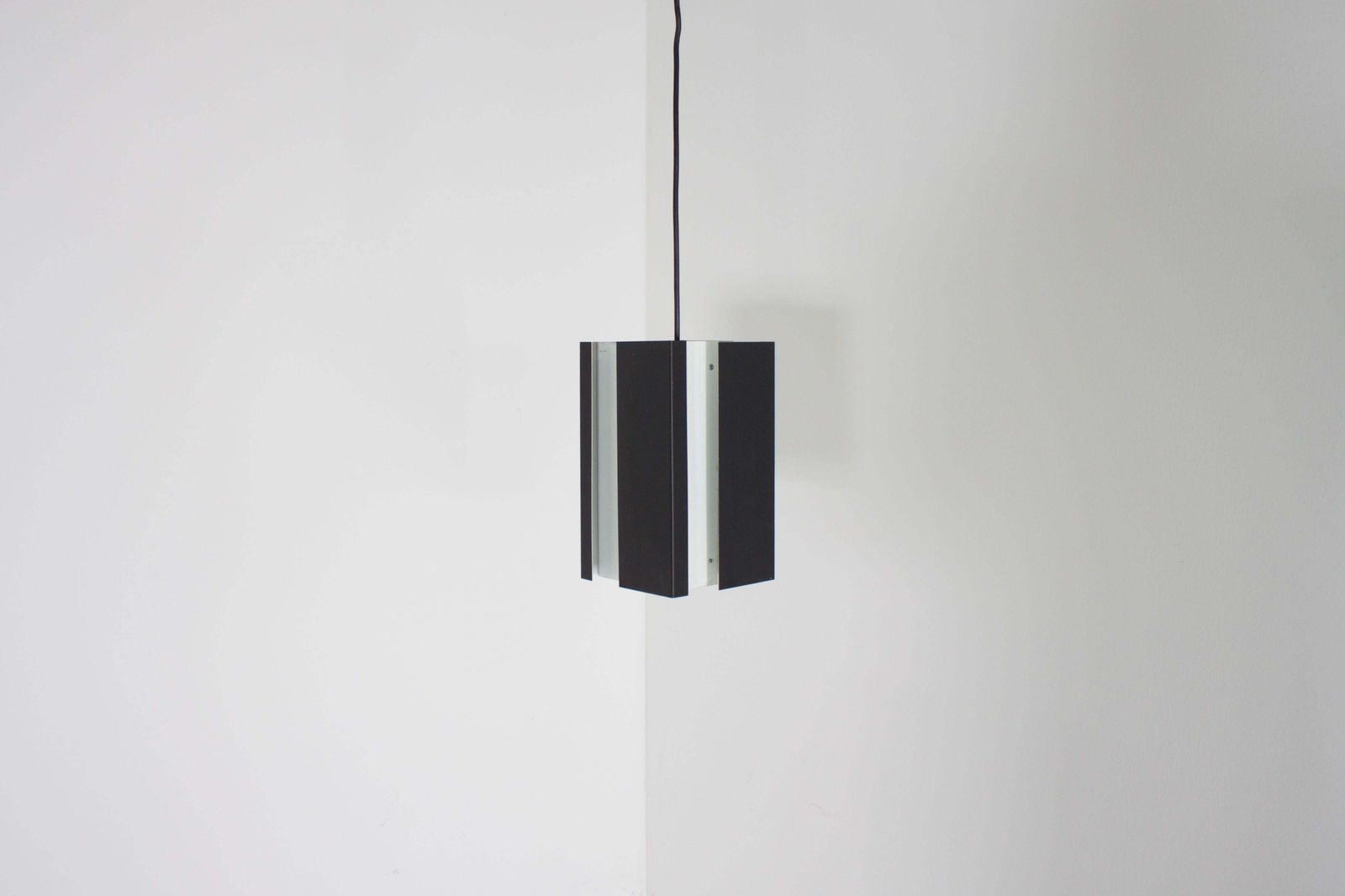 1 Of 4 Black And White Metal Pendants By Jan Hoogervorst For Anvia, 1960s photo Lighting