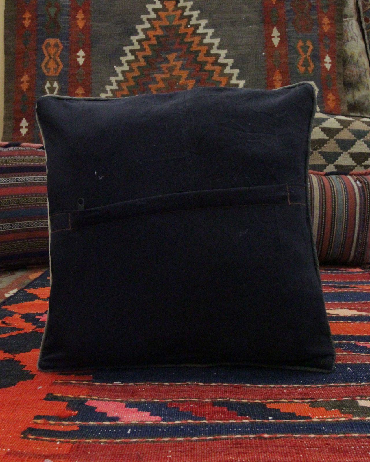 Green Striped Wool Cushion Cover Handmade Scatter Pillow  40x40cm photo vinterior