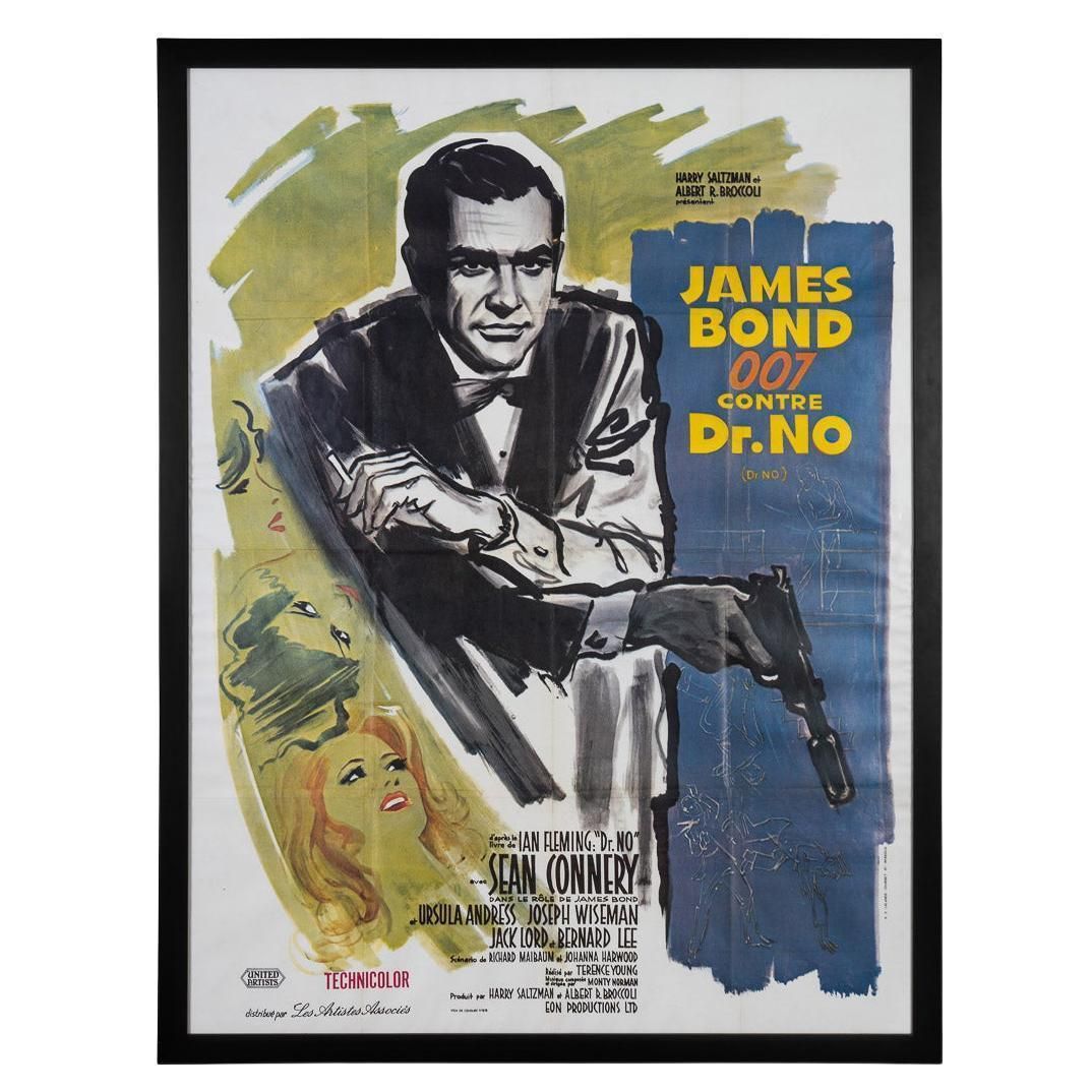 Original French Grande Re Release James Bond 007 DR. No Poster C.1980s