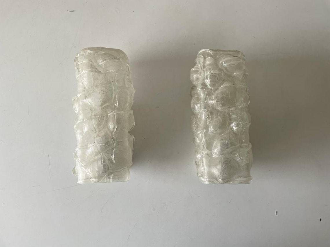 Crystal Glass In Exceptional Shape Pair Of Rare Sconces By Doria 1960 Germany photo vinterior