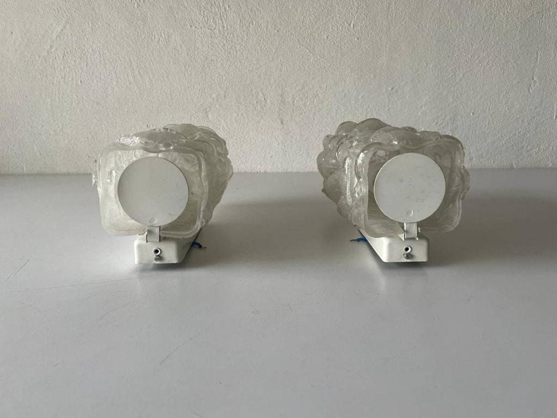 photo for sale Crystal Glass In Exceptional Shape Pair Of Rare Sconces By Doria 1960 Germany