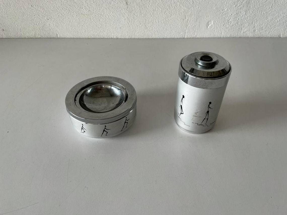 Mid Century Modern Set Of 2 Ashtray And Cigarette Dispenser By Radaelli 1960s Italy photo furniture