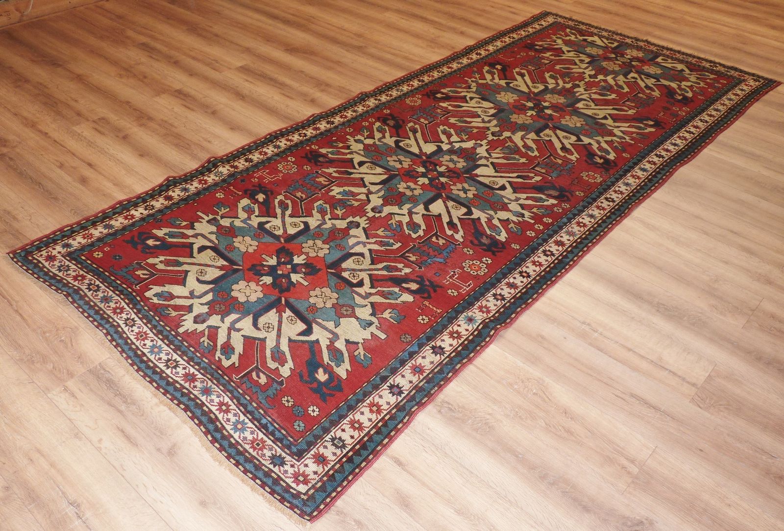 Antique Caucasian Eagle Kazak Rug 323 X 136 Cm (10'7" X 4'6") photo 8500.0
