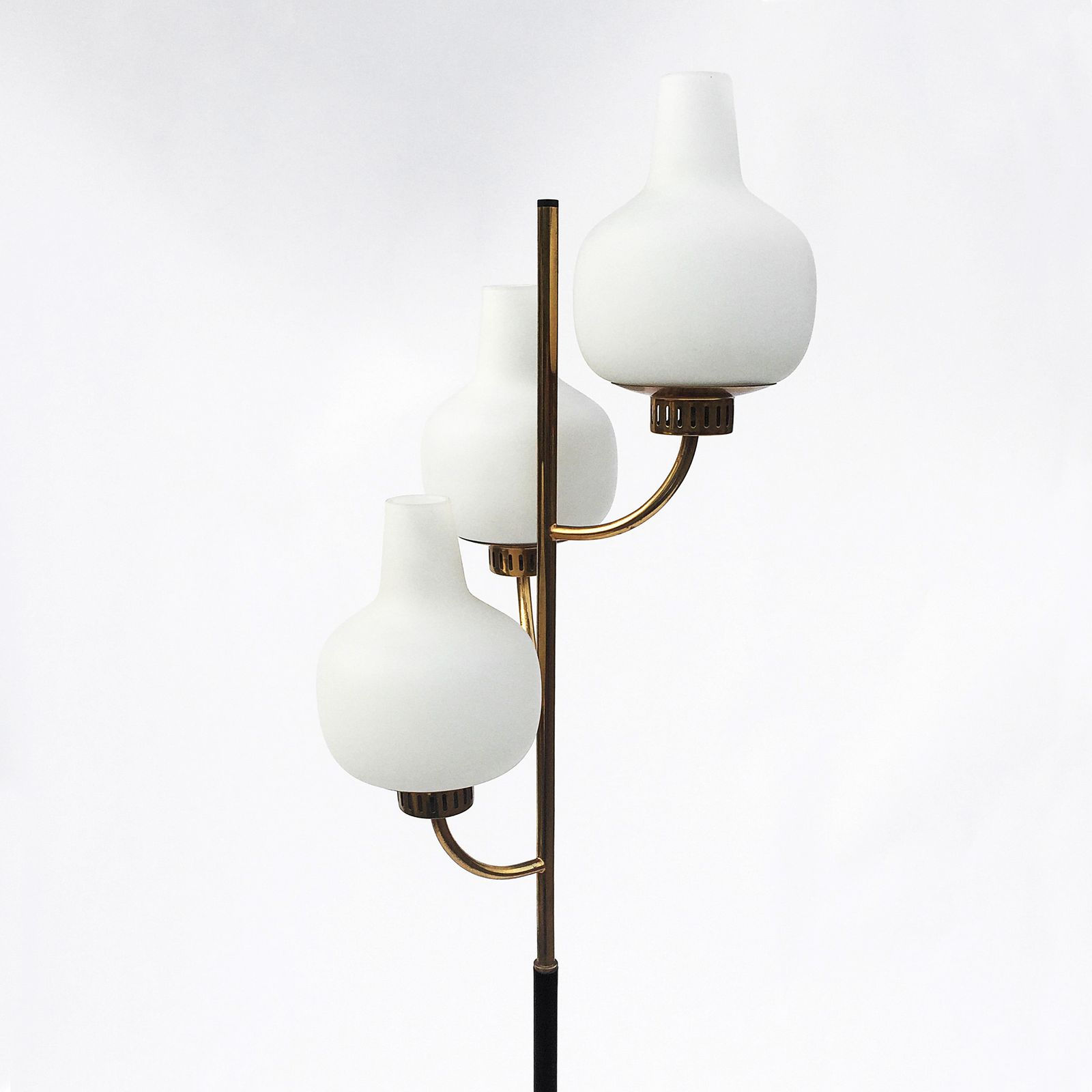 Stilnovo Three Branch Floor Lamp Midcentury Vintage Marble Brass Glass photo buy