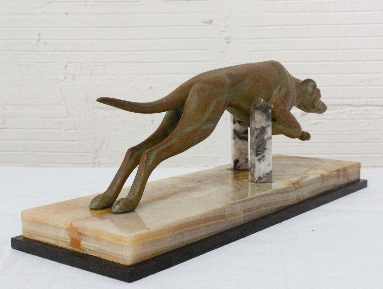 French Art Deco Marble Spelter Greyhound, Circa 1930 photo buy