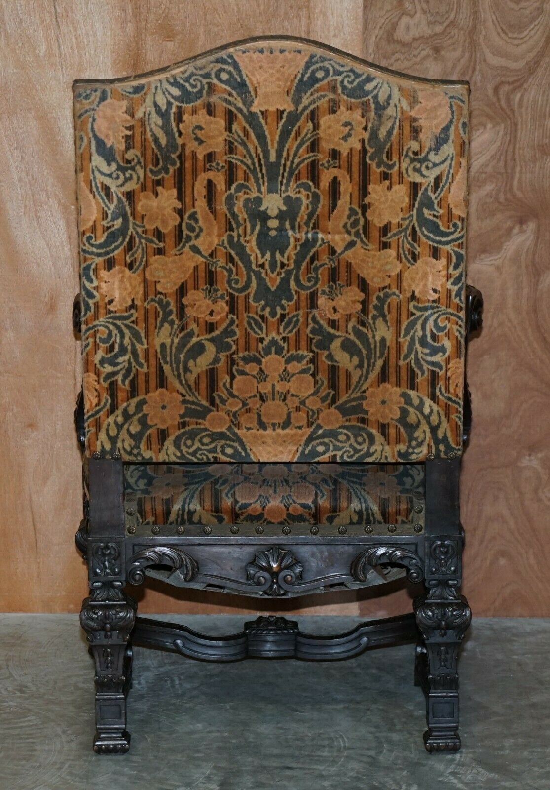 photo for sale Stunning Pair Of Hand Carved Italian Walnut Antique Circa 1860 Throne Armchairs