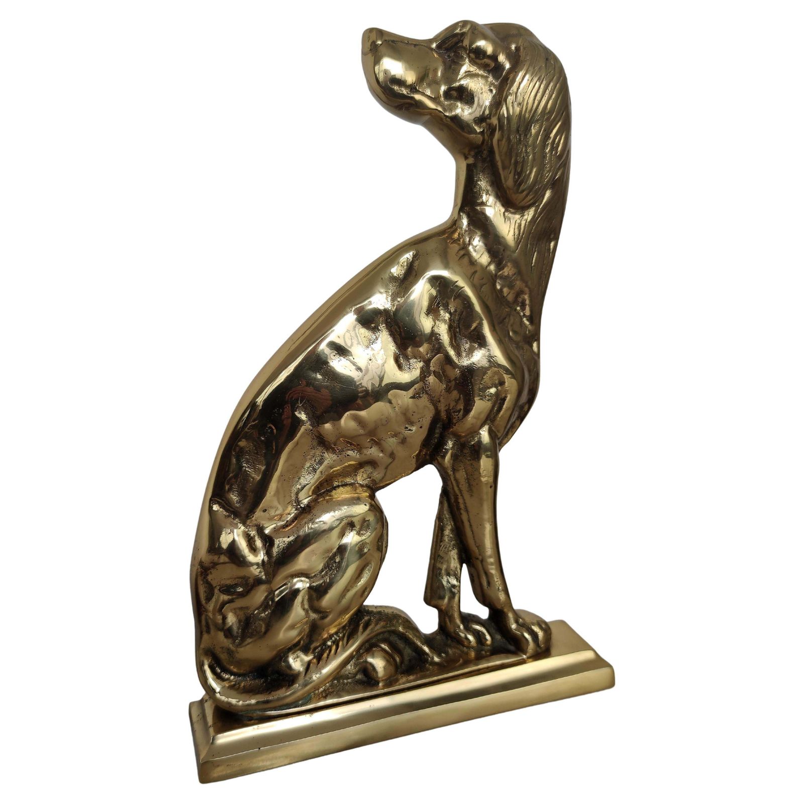 1970s Italian Gilt Brass Setter Dog Door Stop Or Bookend
