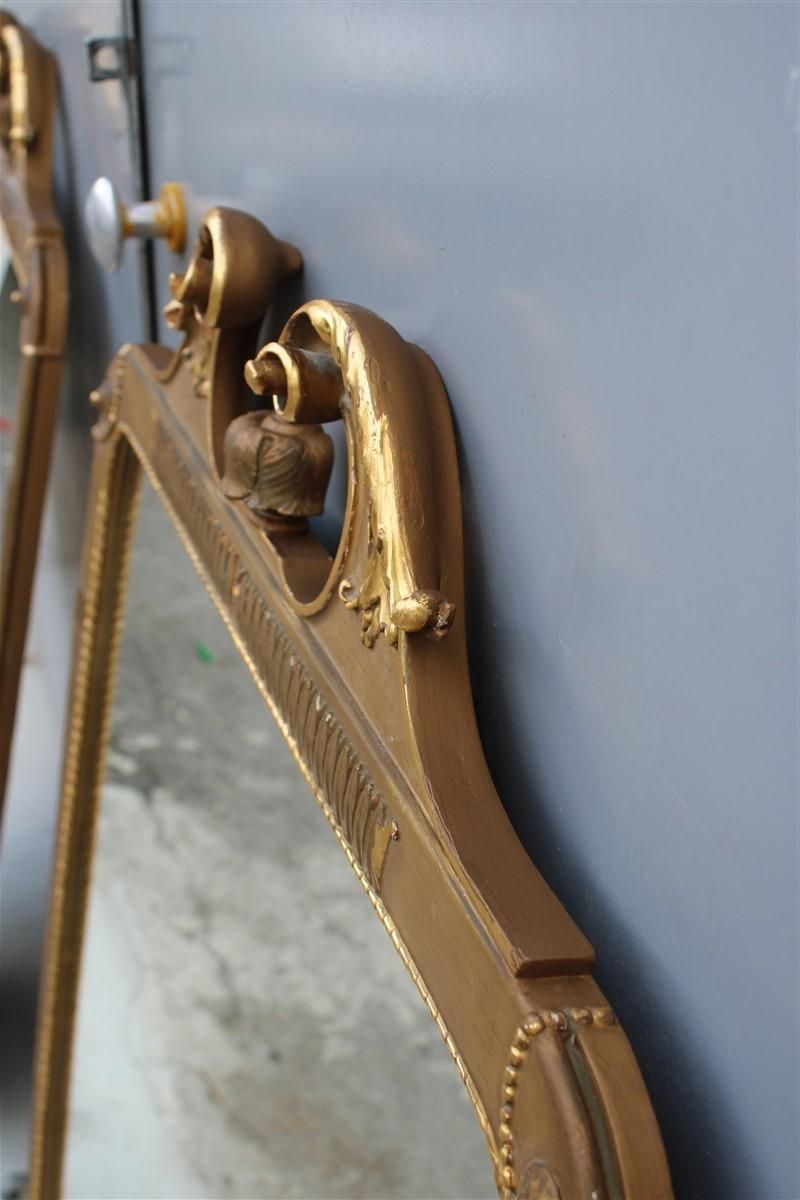 photo buy Pair Of Rare Wall Mirrors Wood And Gold Leaf 1955 Cantù Giovanni Gariboldi Style