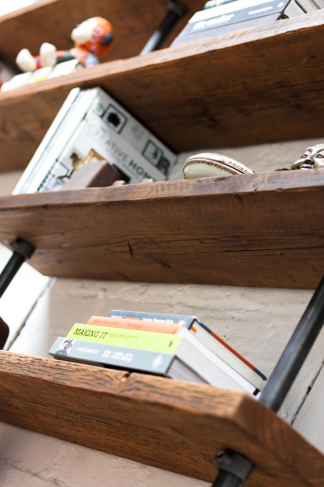 Susannah Bespoke Chestnut Stained Recycled Scaffolding Boards And Dark Steel Pipe Desk And Adjustable Shelves photo 1650.0