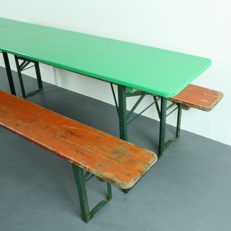 Vintage German Painted Beer Table And Benches photo for sale