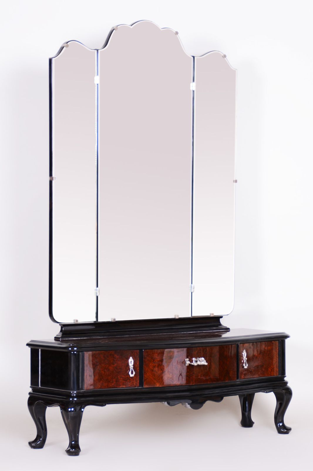 Ebonized Walnut Toilette Made In 1920s Czechia. Art Deco. Restored To High Gloss. photo vinterior