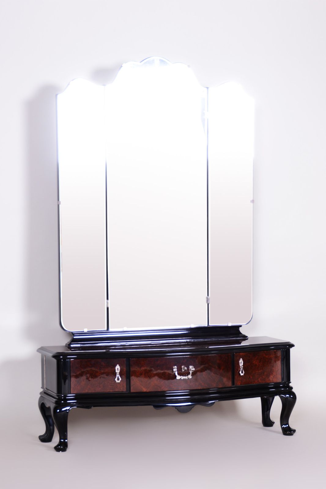 Ebonized Walnut Toilette Made In 1920s Czechia. Art Deco. Restored To High Gloss. photo vintage