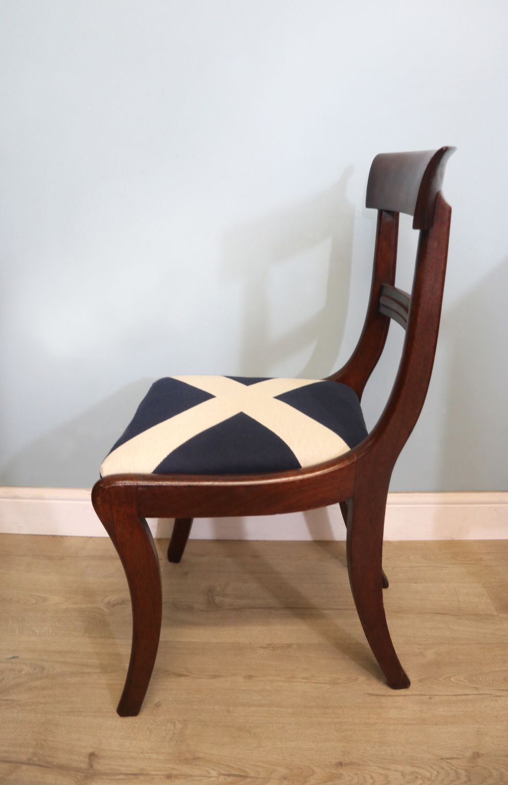 Solid 19th Century Mahogany Desk Chair And Upholstered In Saltire Fabric photo Furniture
