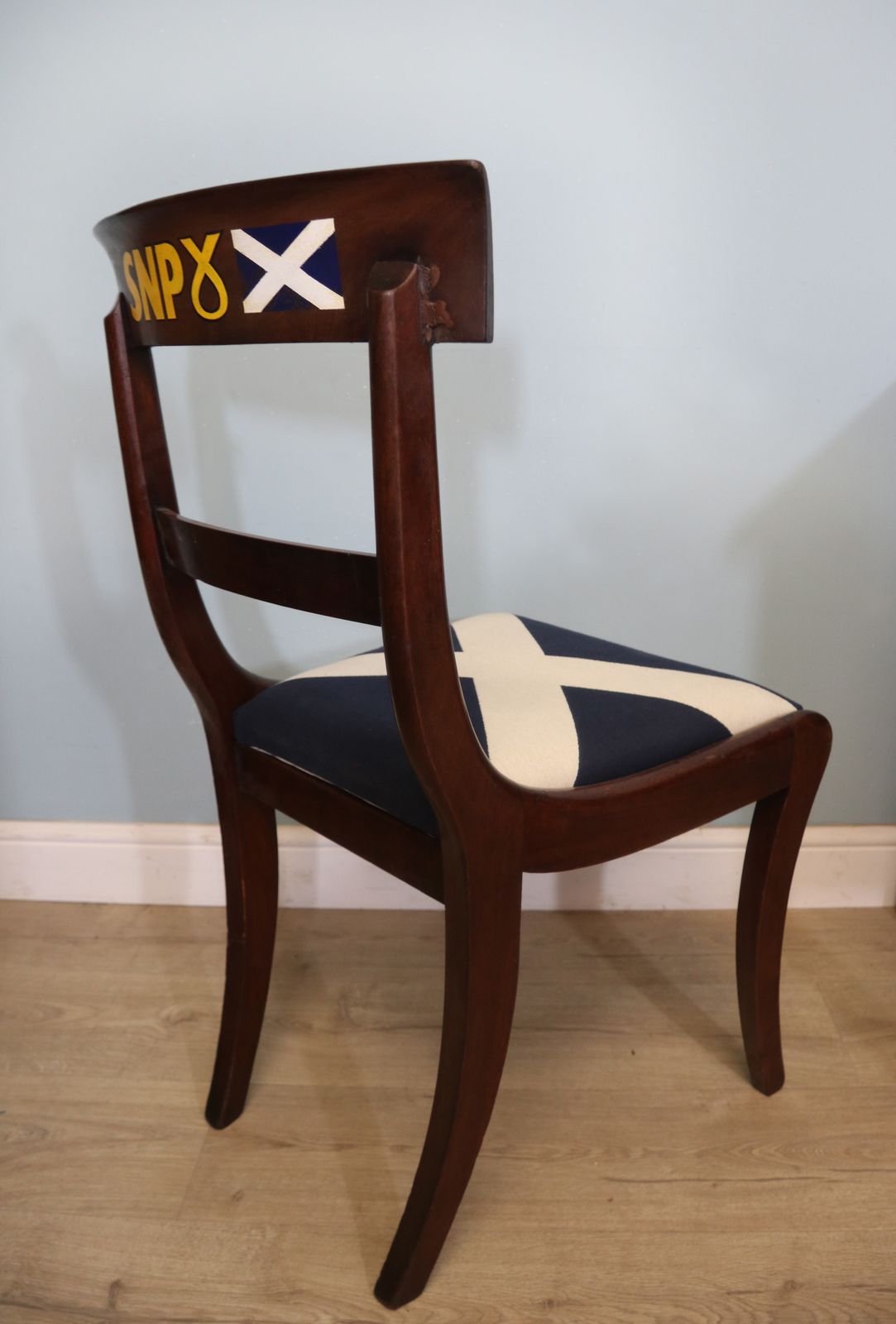 Solid 19th Century Mahogany Desk Chair And Upholstered In Saltire Fabric photo vinterior