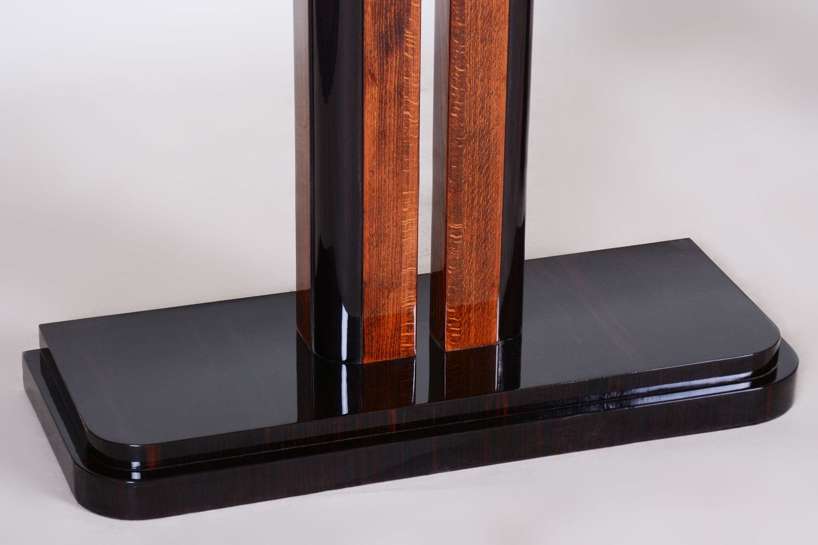 Pair Of Unique French Artdeco Bed Side Tables, High Gloss, Makasar, 1920s photo vintage