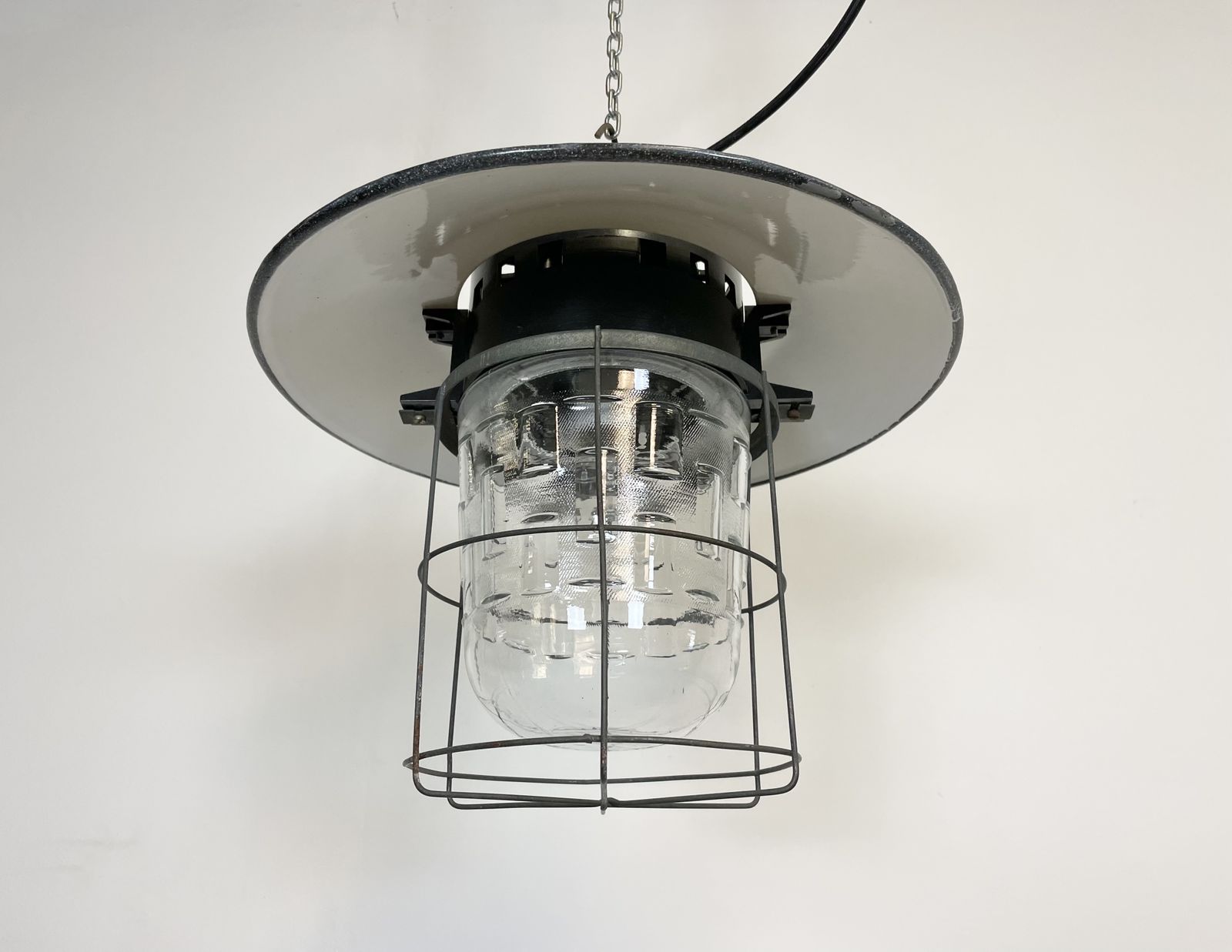 Industrial Cage Pendant Lamp, 1960s, 4x photo furniture