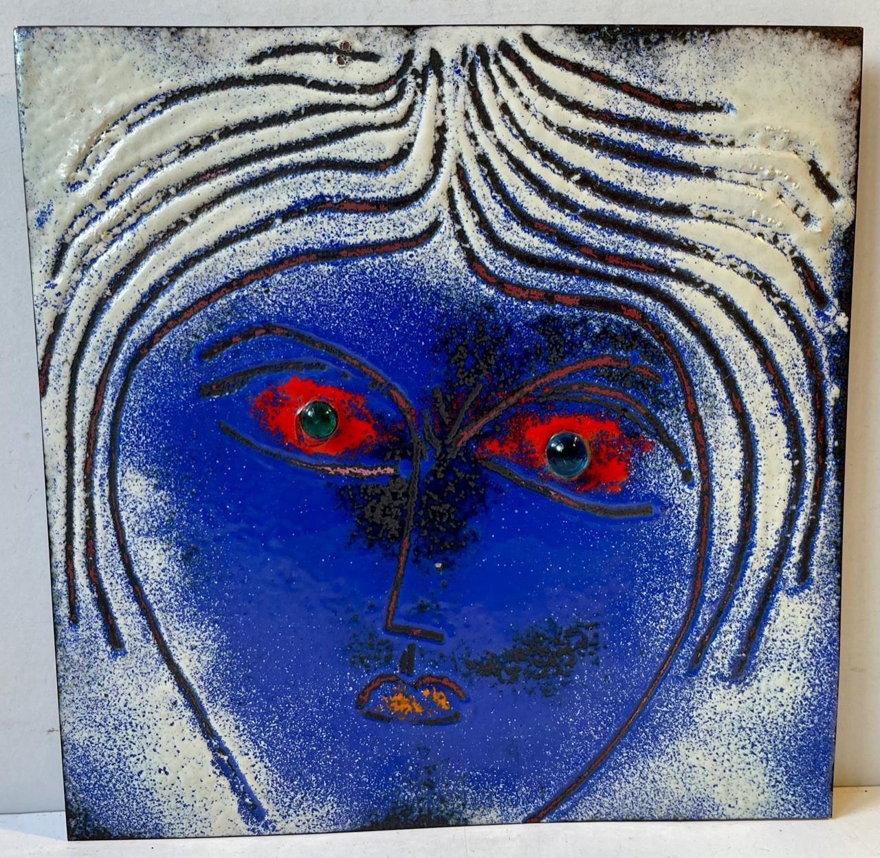 Modernist Enamel Art Work By Jacob Hull 1970s photo vinterior
