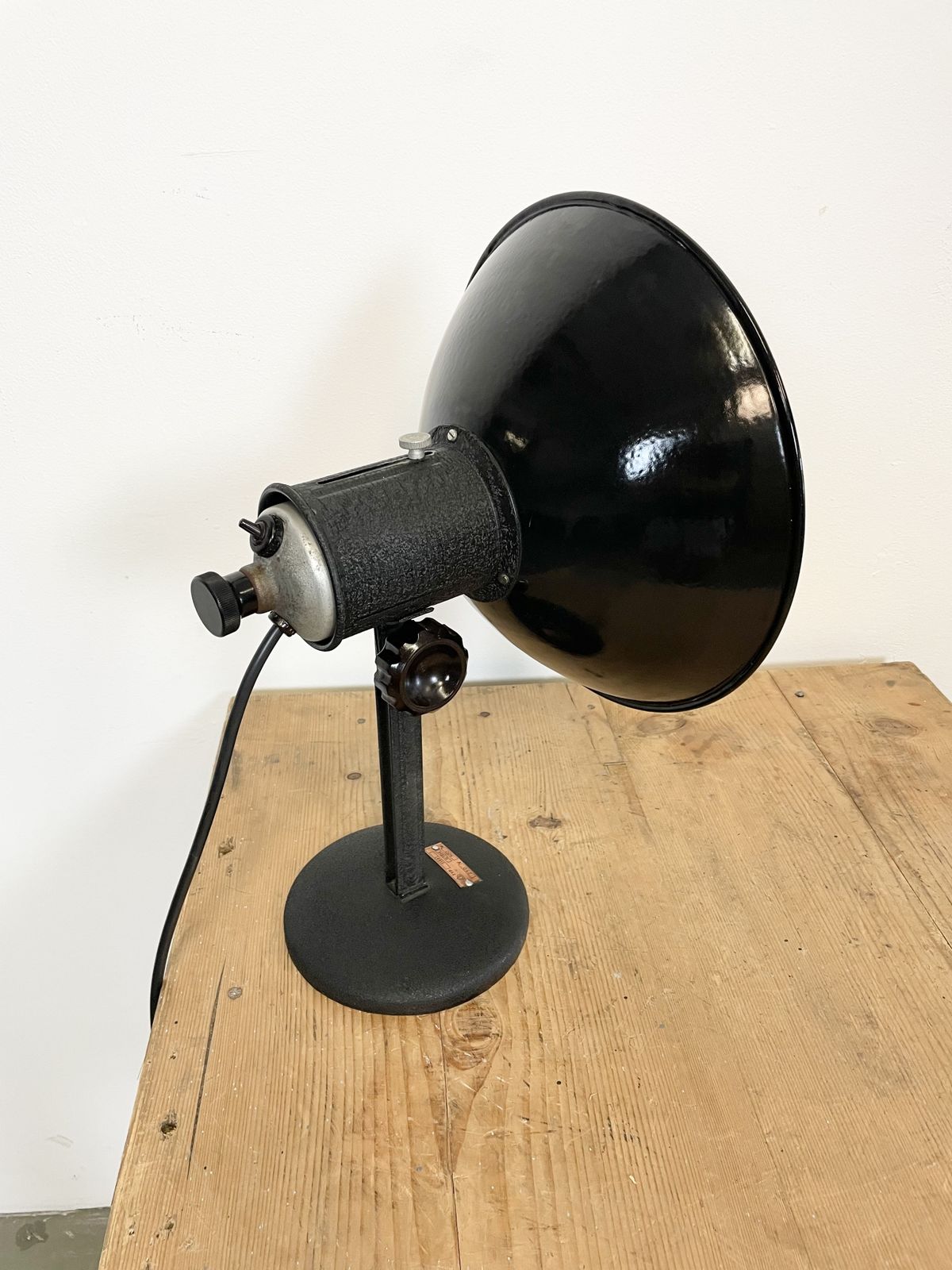 Lighting Vintage  Black Enamel Table Lamp, 1950s, 3x photo