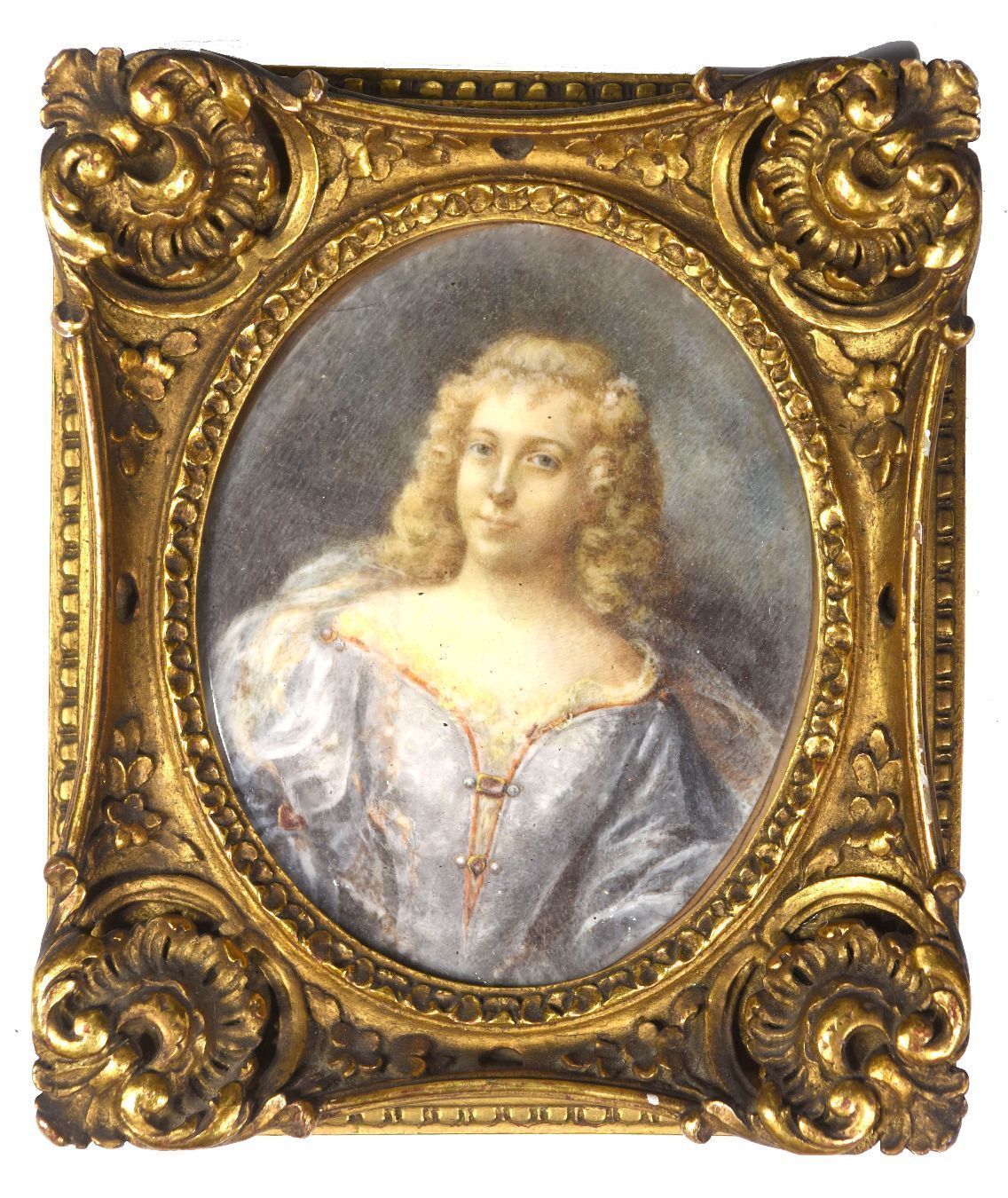 Portrait Of Renée Françoise Du Tronchay De Vayres Miniature On Ivory