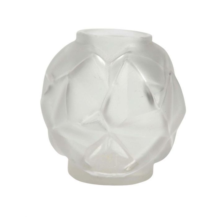 Art Deco Vase In Molded Glass With Geometric Shapes By Hunebelle