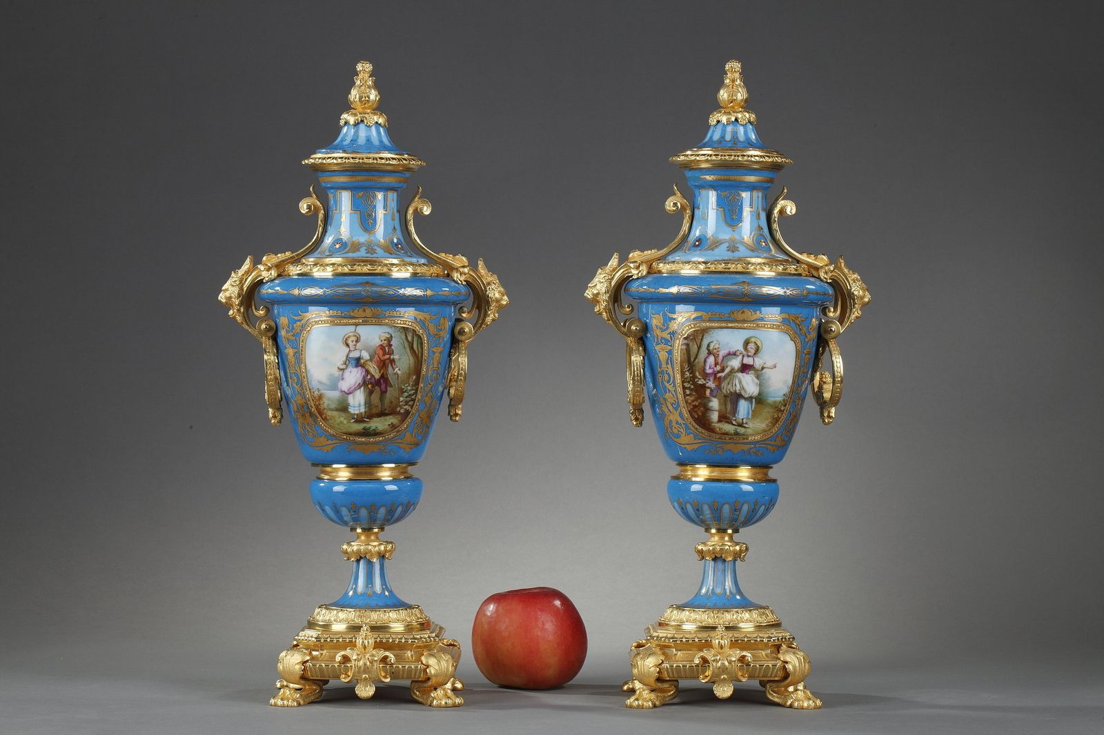 Pair Of Covered Vases In Polychrome Porcelain In The Taste Of Sèvres photo furniture
