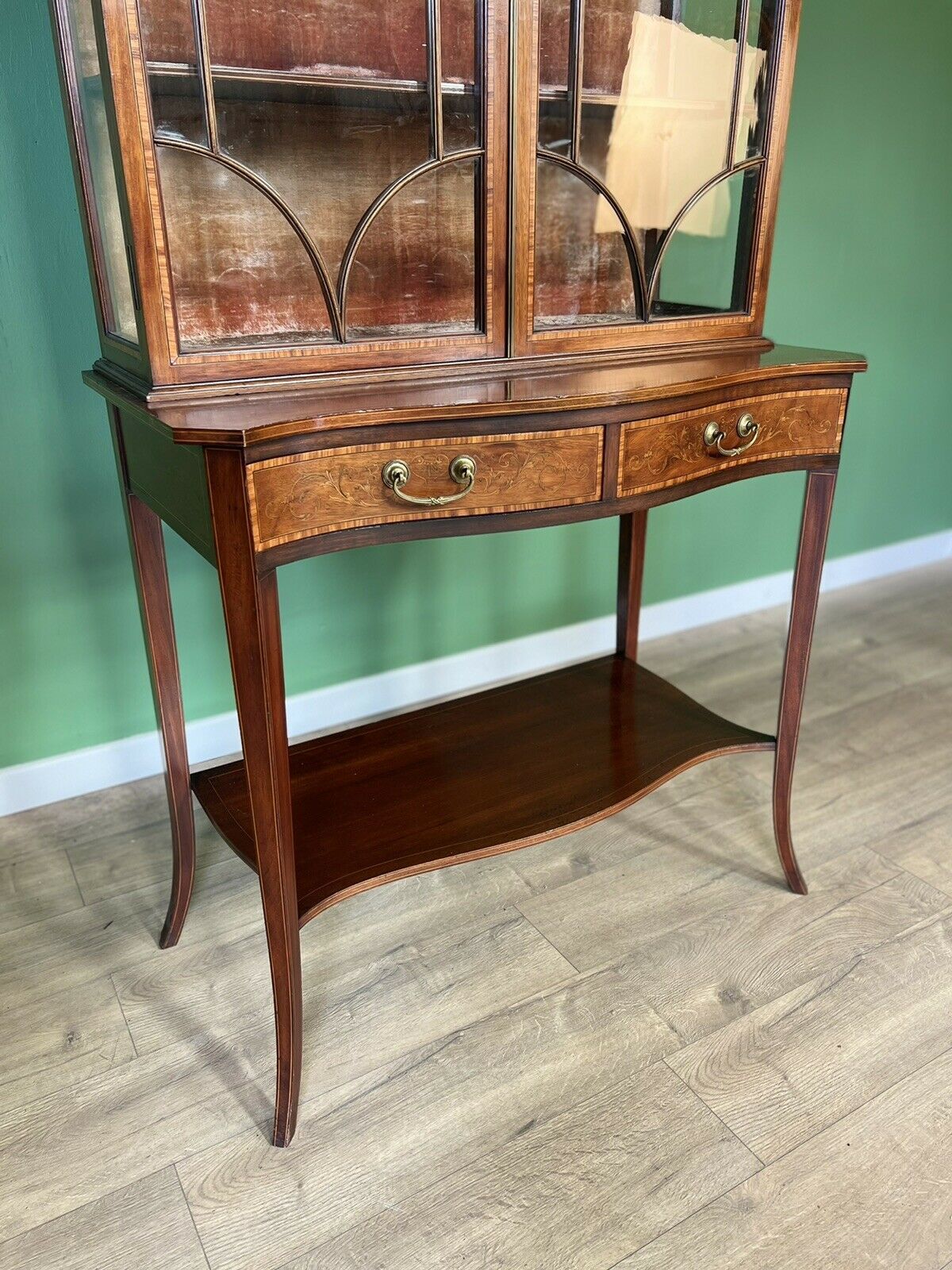 Superb Top Quality Sheraton Revival Inlaid China Cabinet. photo for sale