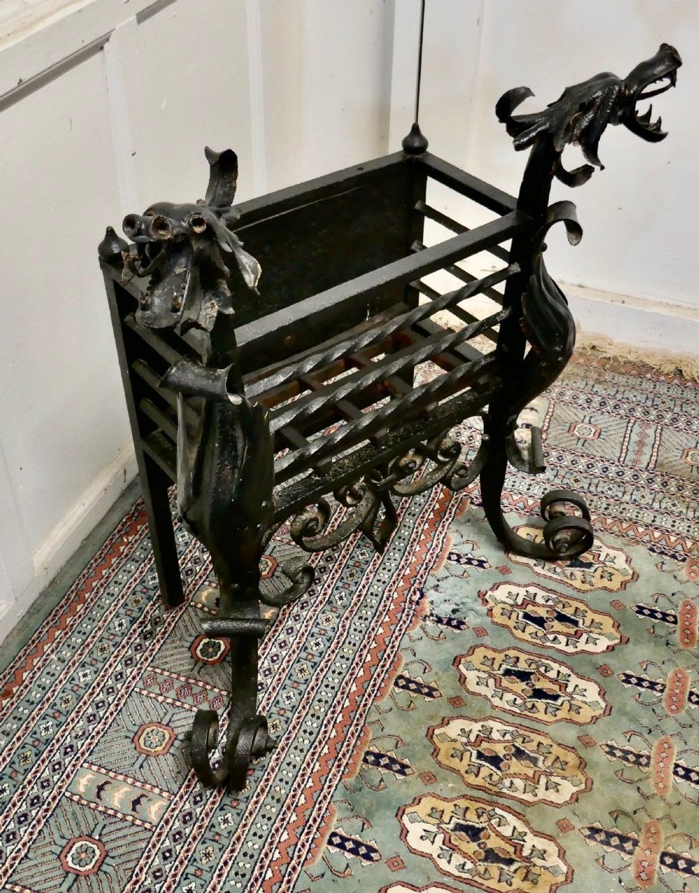 Gothic Style Free Standing Tall Fire Basket, Grate For Inglenook photo 1020.0