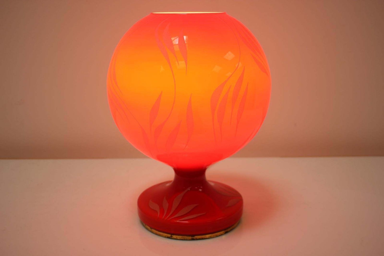 Mid Century All Glass Table Lamp/Osvetlovaci Sklo Valasske Mezirici 1970's. photo 319.0