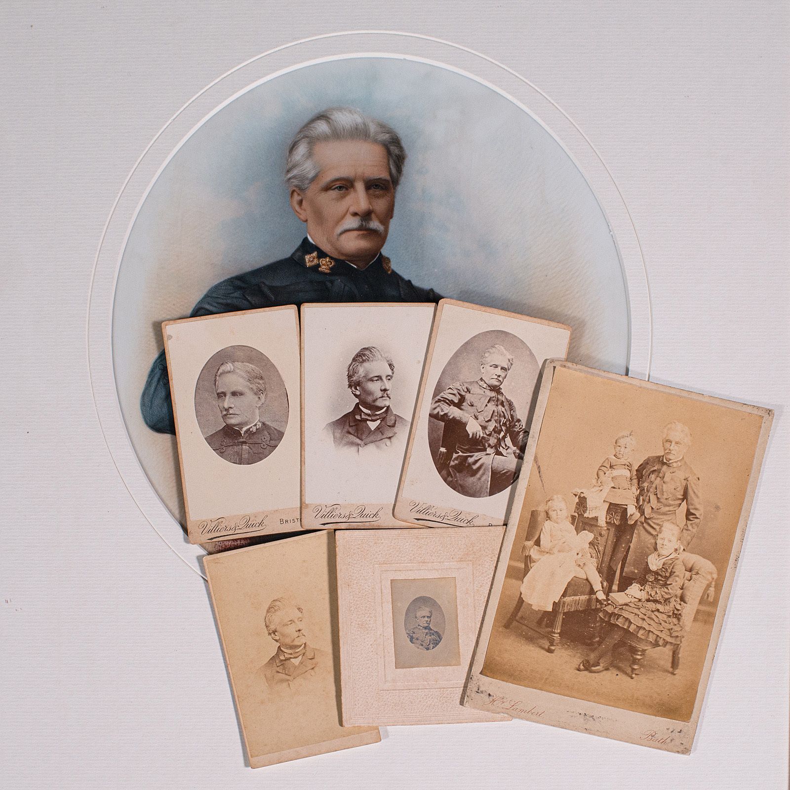 photo furniture Antique Portrait, English, Framed Ceramic Painting, Photographs, 1890