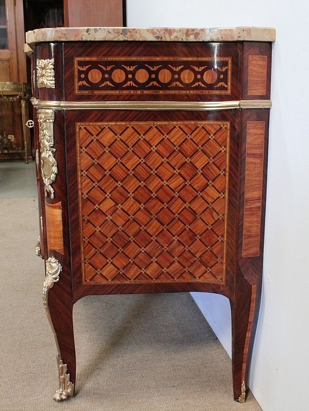 Furniture Marquetry Chest Of Drawers, 1800s photo