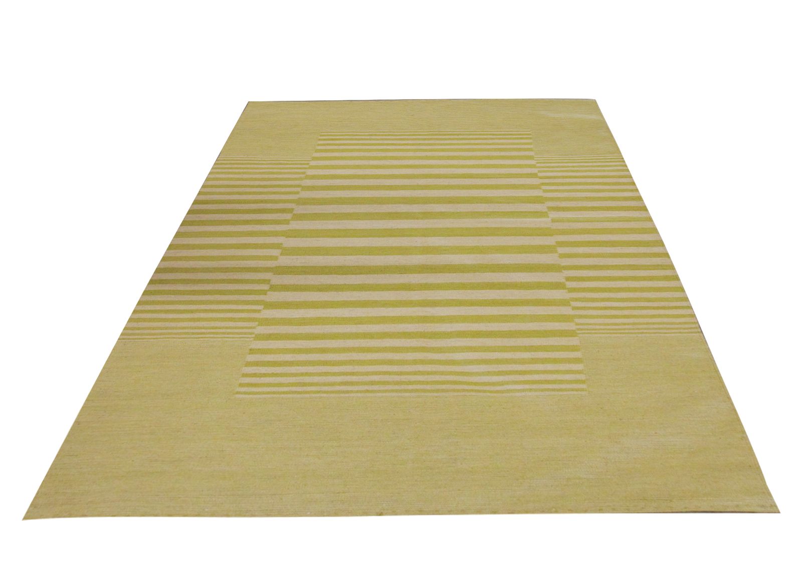 Handmade Modern Striped Rug, Green Yellow Scandinavian Kilim 150x197cm photo furniture