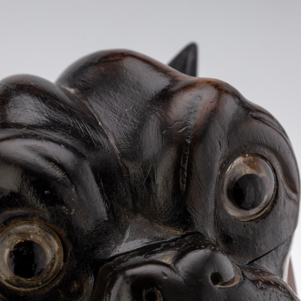 19th Century Victorian Lignum Vitae Bulldog Inkwell photo vinterior