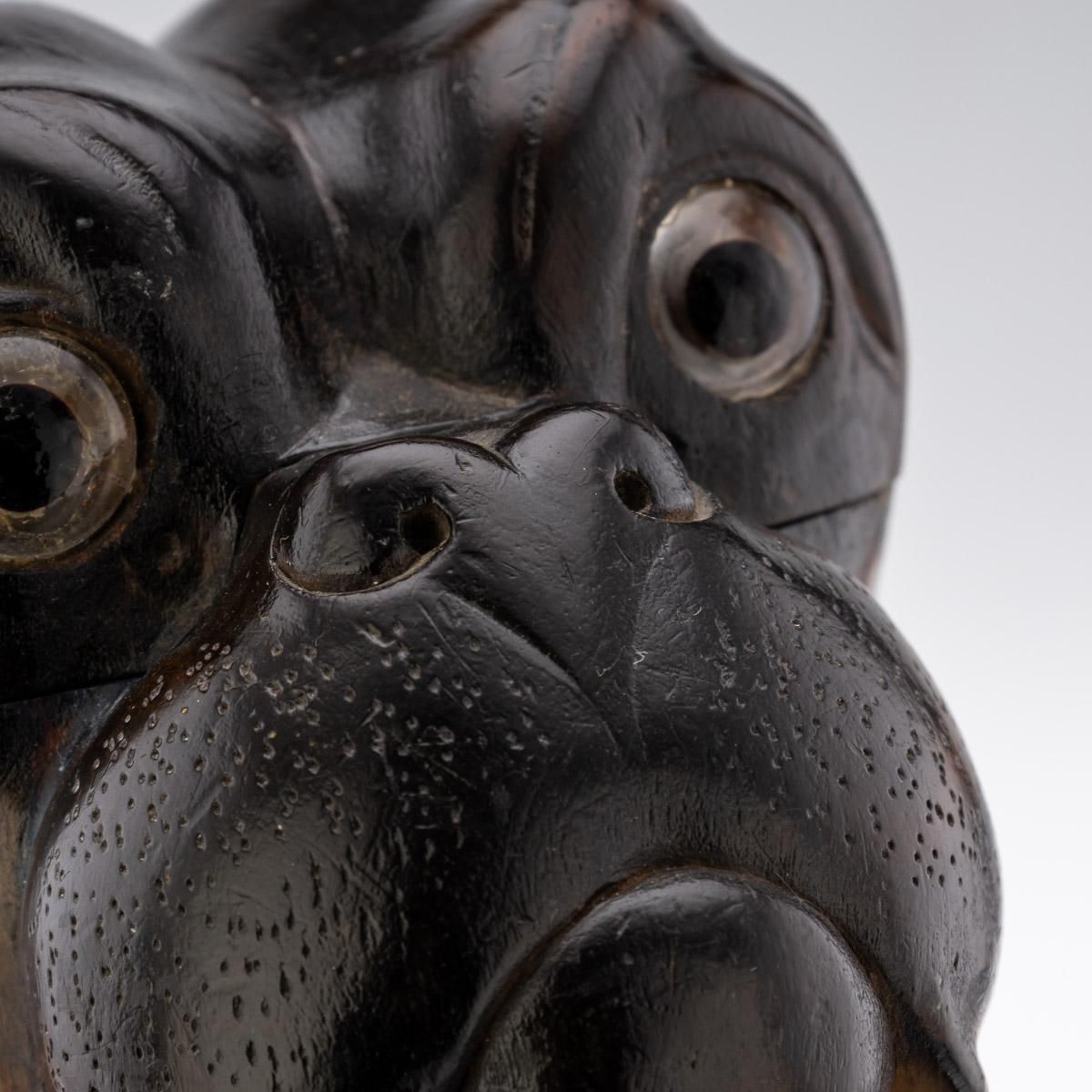19th Century Victorian Lignum Vitae Bulldog Inkwell photo buy