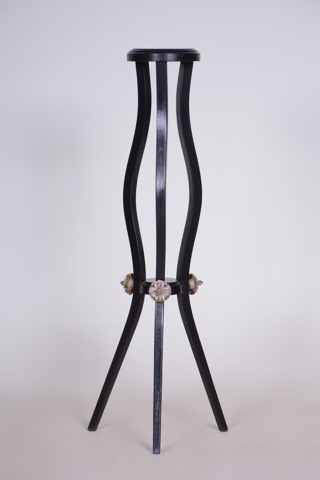 Black Empire Era Pedestal Made In Austria, 1800s. Original Condition, Pearwood. photo vinterior