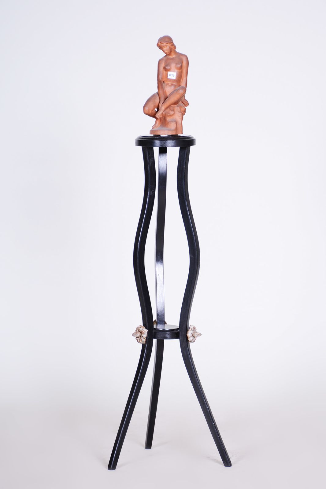 Black Empire Era Pedestal Made In Austria, 1800s. Original Condition, Pearwood. photo buy