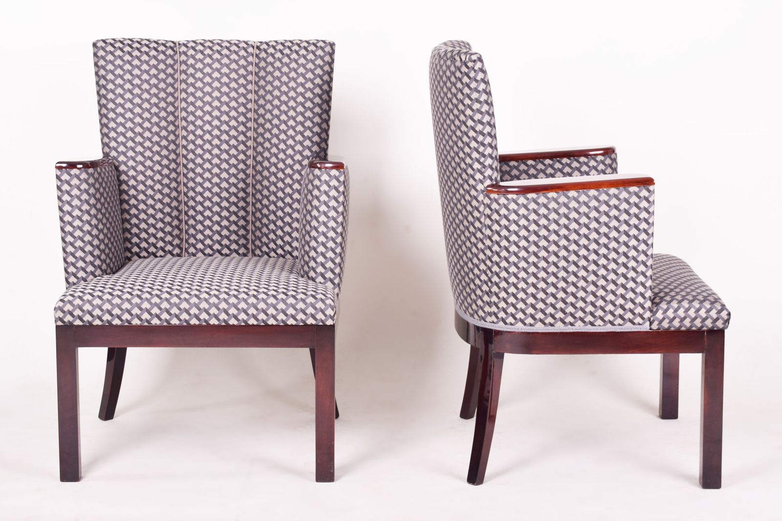 Pair Of Mahogany Art Deco Armchairs, Made In France, Fully Restored, 1920 1929 photo for sale