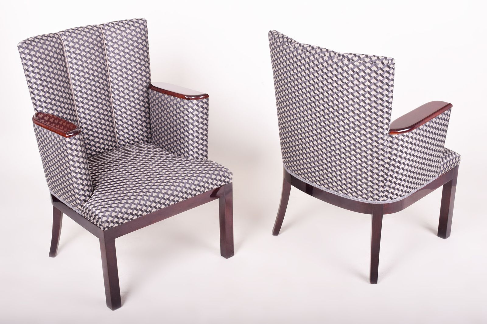 Pair Of Mahogany Art Deco Armchairs, Made In France, Fully Restored, 1920 1929