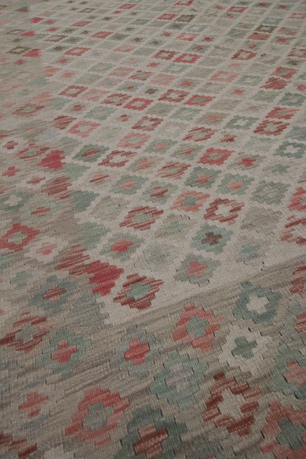 Handmade Geometric Flatwoven Kilim Traditional Afghan Beige Wool Area Rug  168x193cm photo vinterior