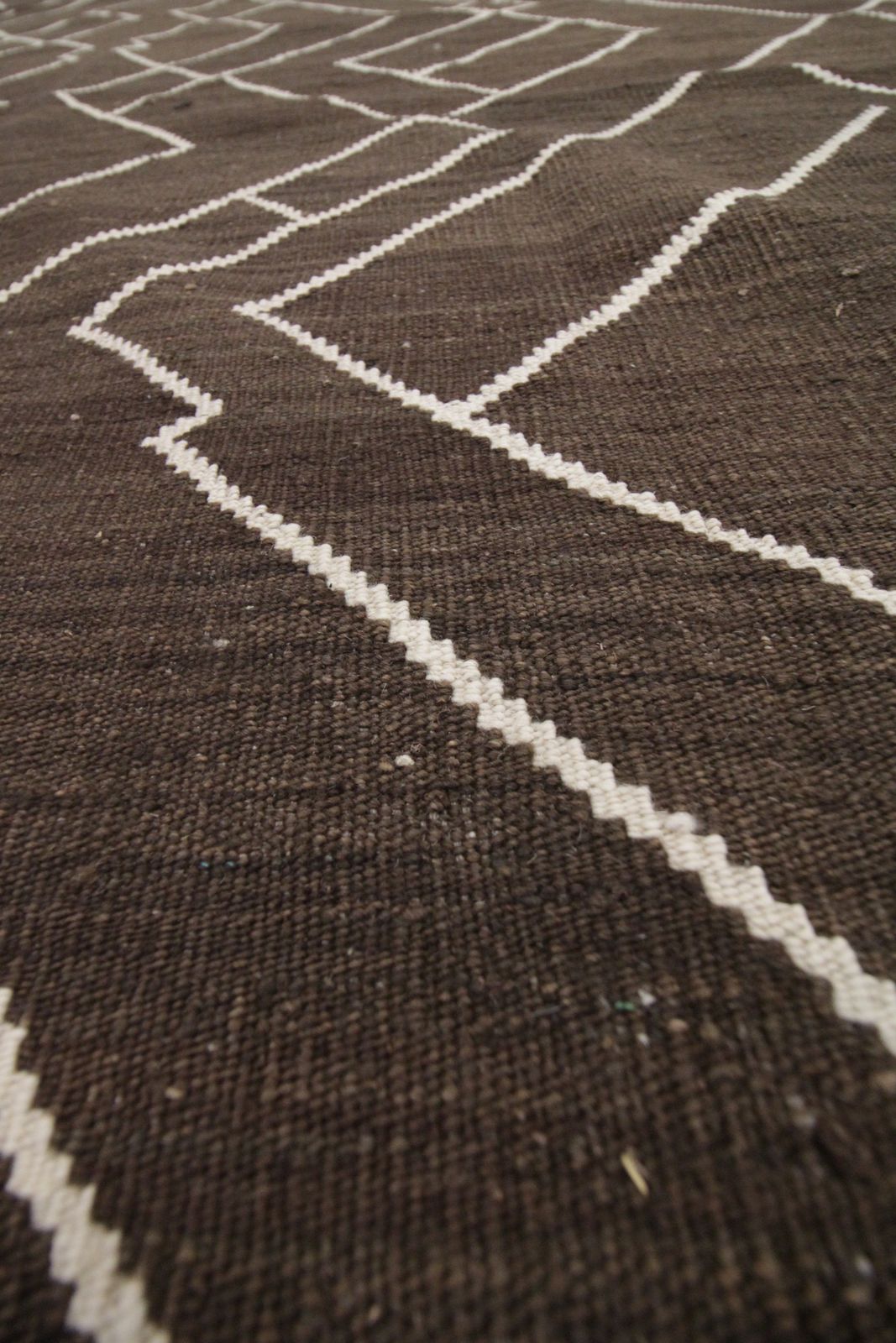 Brown Scandinavian Style Flat Woven Kilim Contemporary Handwoven Wool Area Rug  218x301cm photo 1272.0