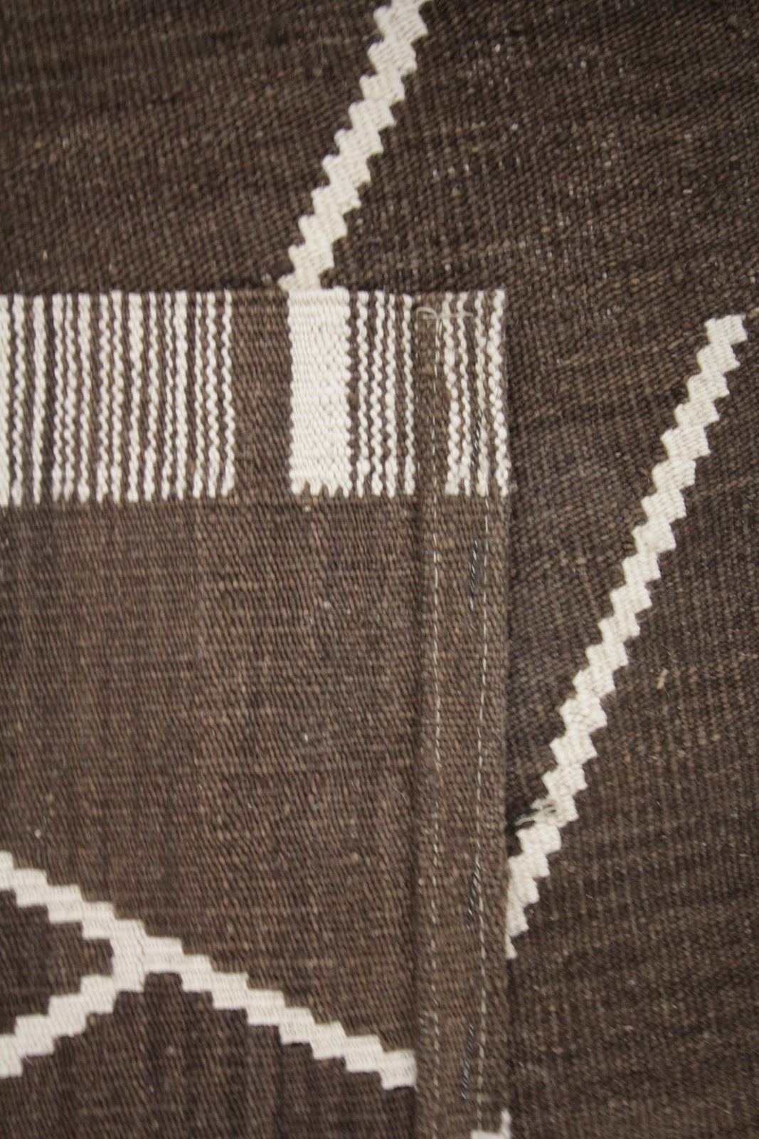 Brown Scandinavian Style Flat Woven Kilim Contemporary Handwoven Wool Area Rug  218x301cm photo buy