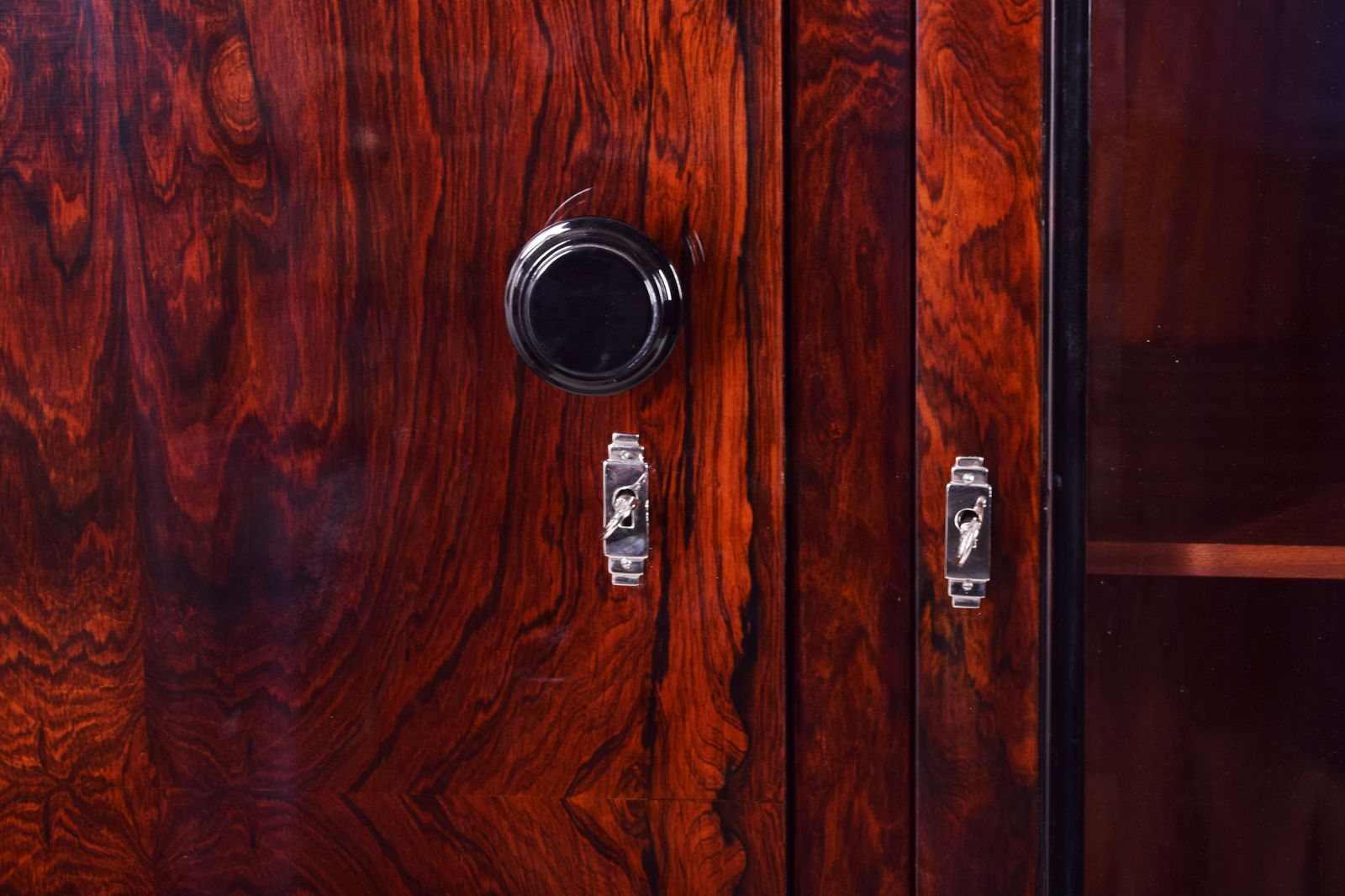 Cocobolo Cabinet, Restored To High Gloss Made In France By Jules Leleu, Art Deco. photo furniture